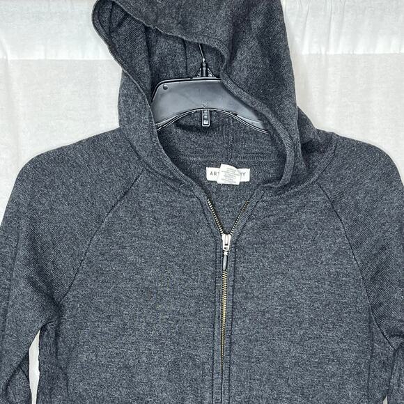 Artisan NY Gray Full Zip Hoodie Sweater Ski Style Size Small Pattern Hem & Cuff - Picture 3 of 8